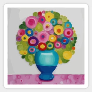 Candy Colored Flowers in a Blue Vase Sticker